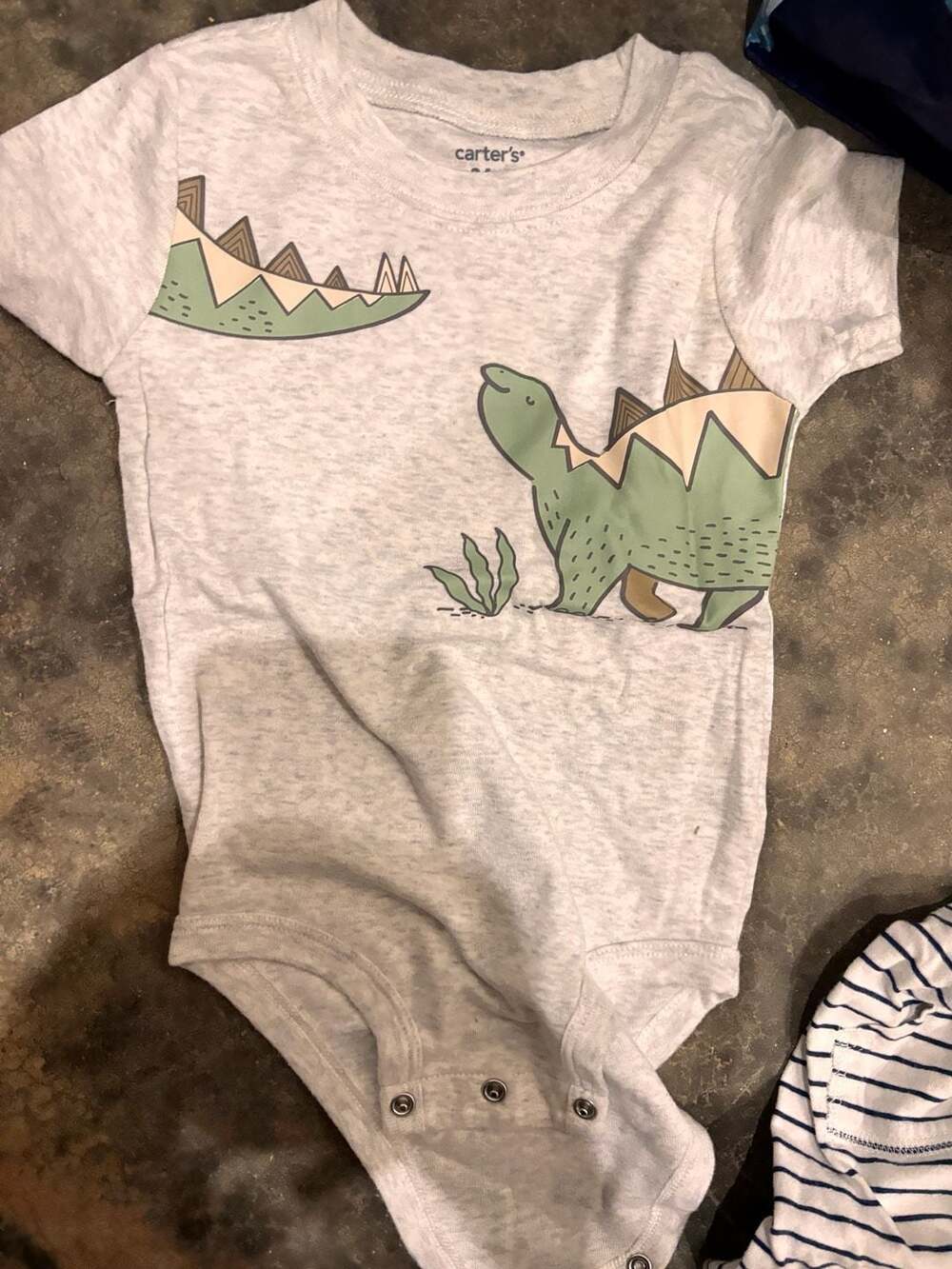 Carter's Dinosaur Short Sleeve Bodysuit Heather Gray 24m
